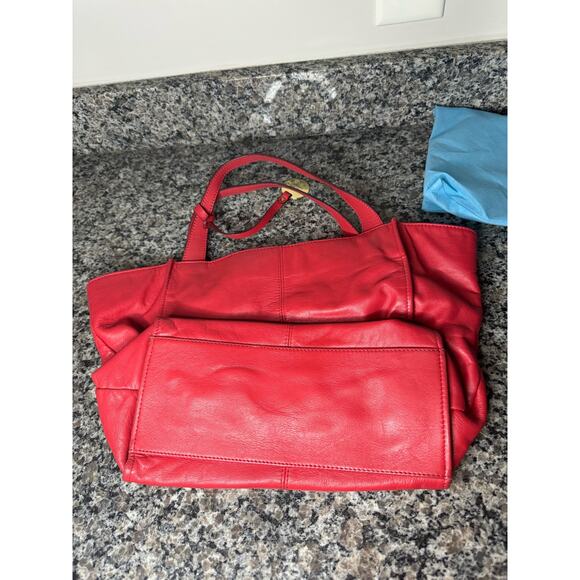 Antonio Melanie Red Leather Tote Purse Handbag Satchel - Picture 4 of 5